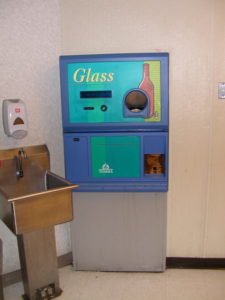 Reverse vending machine for glass beverage containers in the back room of Kroger