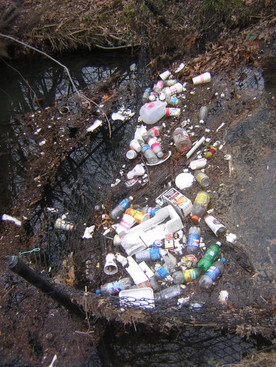 Trash captured after a January 2006 rain