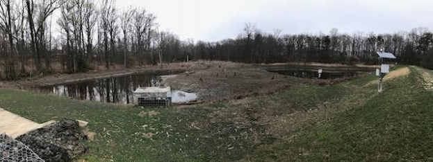 stormwater ponds before a storm near University Boulevard