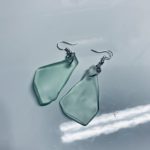 Glass earrings created from Sligo litter.