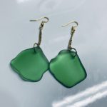 Glass earrings created from Sligo litter.