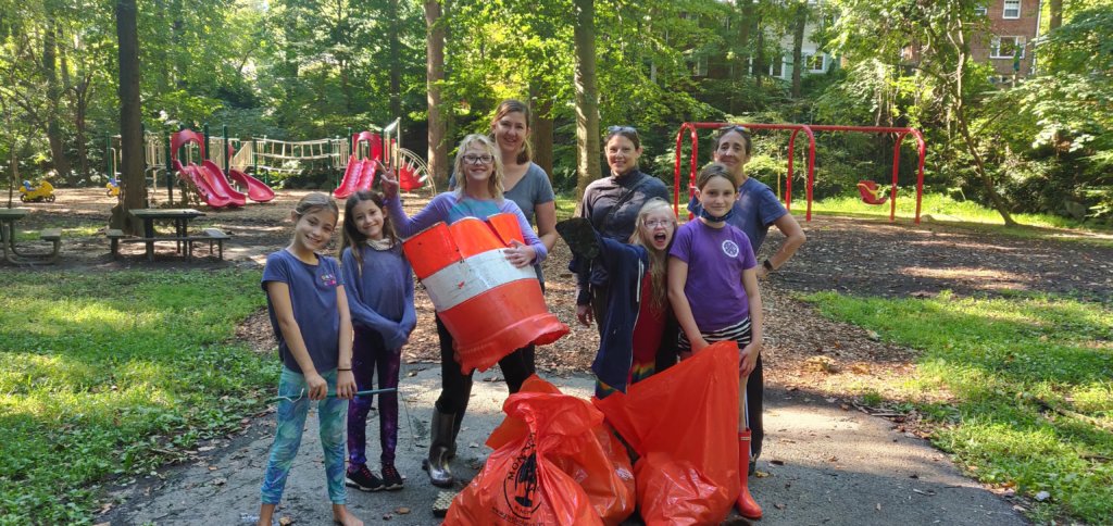 The mighty sweepers of Girl Scout troop 34039 in Section 10 Lower Long Branch