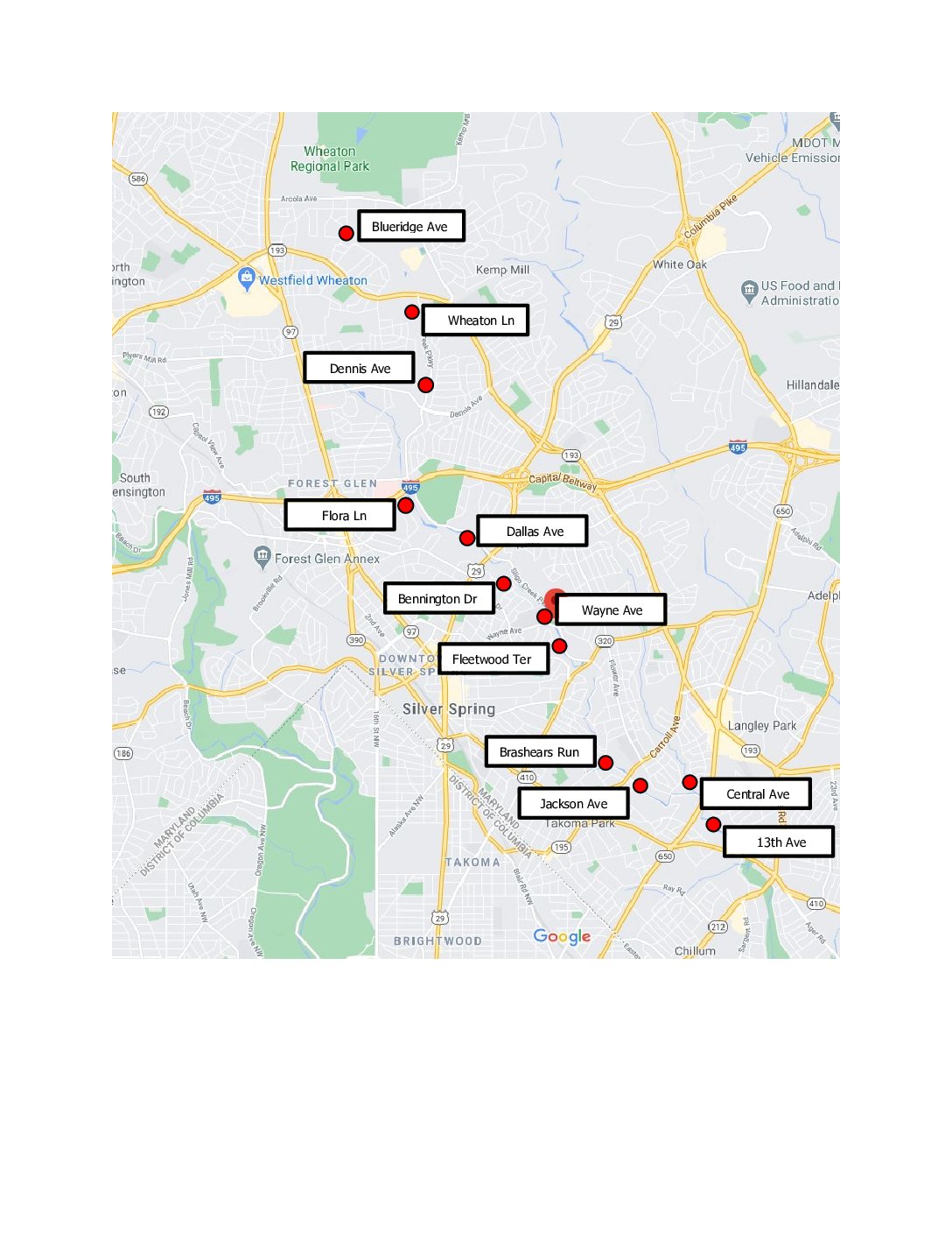 Map of FOSC Physical/Chemical Water Quality Monitoring Sites