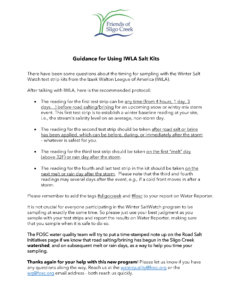IWLA Salt Kit - Guidance for Volunteer Salt Monitoring V2