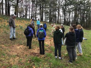 RIP Committeee chair and Weed Warrior Walter Mulbry demonstrating planting techniques to the group.