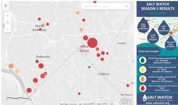 Salt Watch results for Sligo Creek winter 2021-22