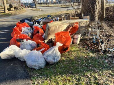 A mini sweep at the litter hot spot at Sligo Creek and East West Highway (Route 410) on Feb. 19, 2024.