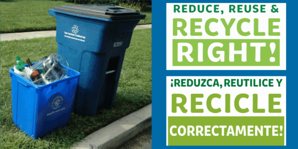 Recycle right - use the right recycling bins for your recyclables.